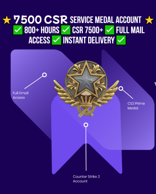 ☄️【CS2】Any 1 Service Medal ⭐️ 7500 CSR Rating ⭐️ 500+ Hours ⭐️ Steal Level 13
